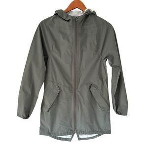 Prana Green Grey Southbounder Nylon Blend‎ Zippered Hooded Raincoat Size XS